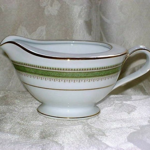 Vintage Noritake China Enchantress Creamer 2066 Green Band Gold Discontinued - Picture 3 of 9
